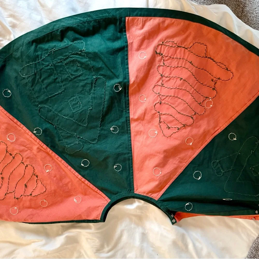 Vintage Crate&Barrel Green and Salmon Fabric